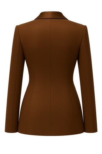Brown Blazer With Satin Detail