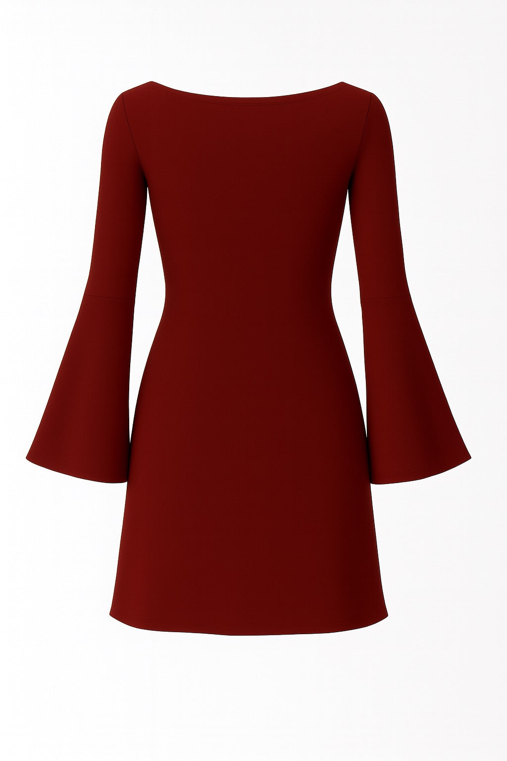 Burgundy Mini Dress With Bell Sleeves