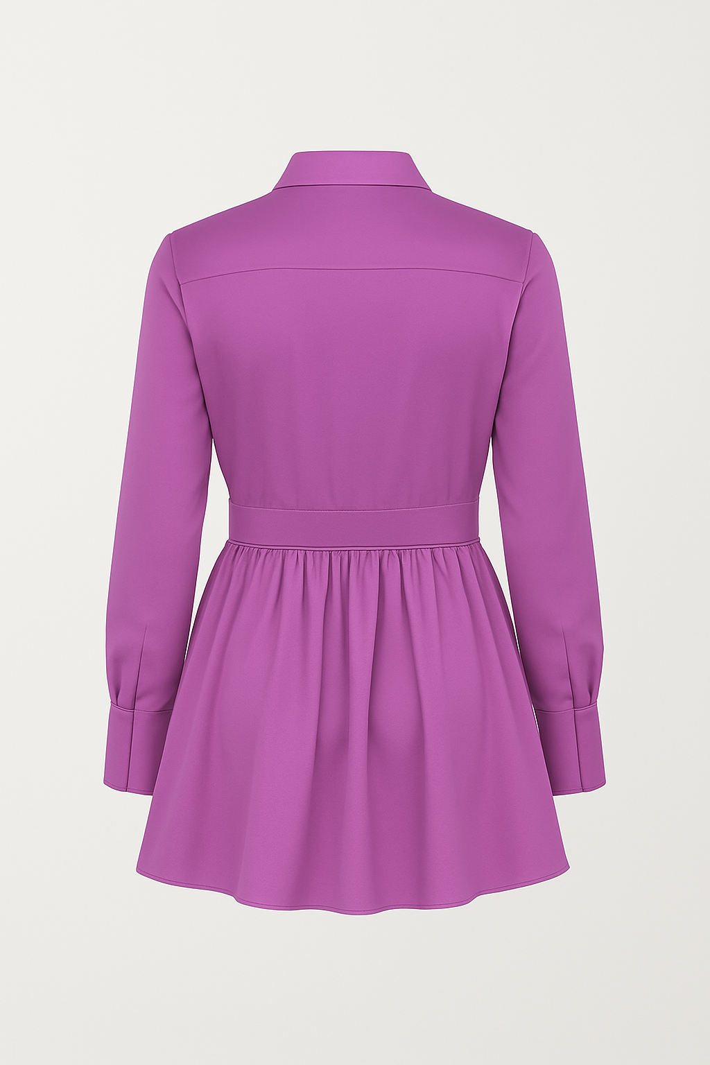Purple Shirt Style Mini Dress With Long Sleeves